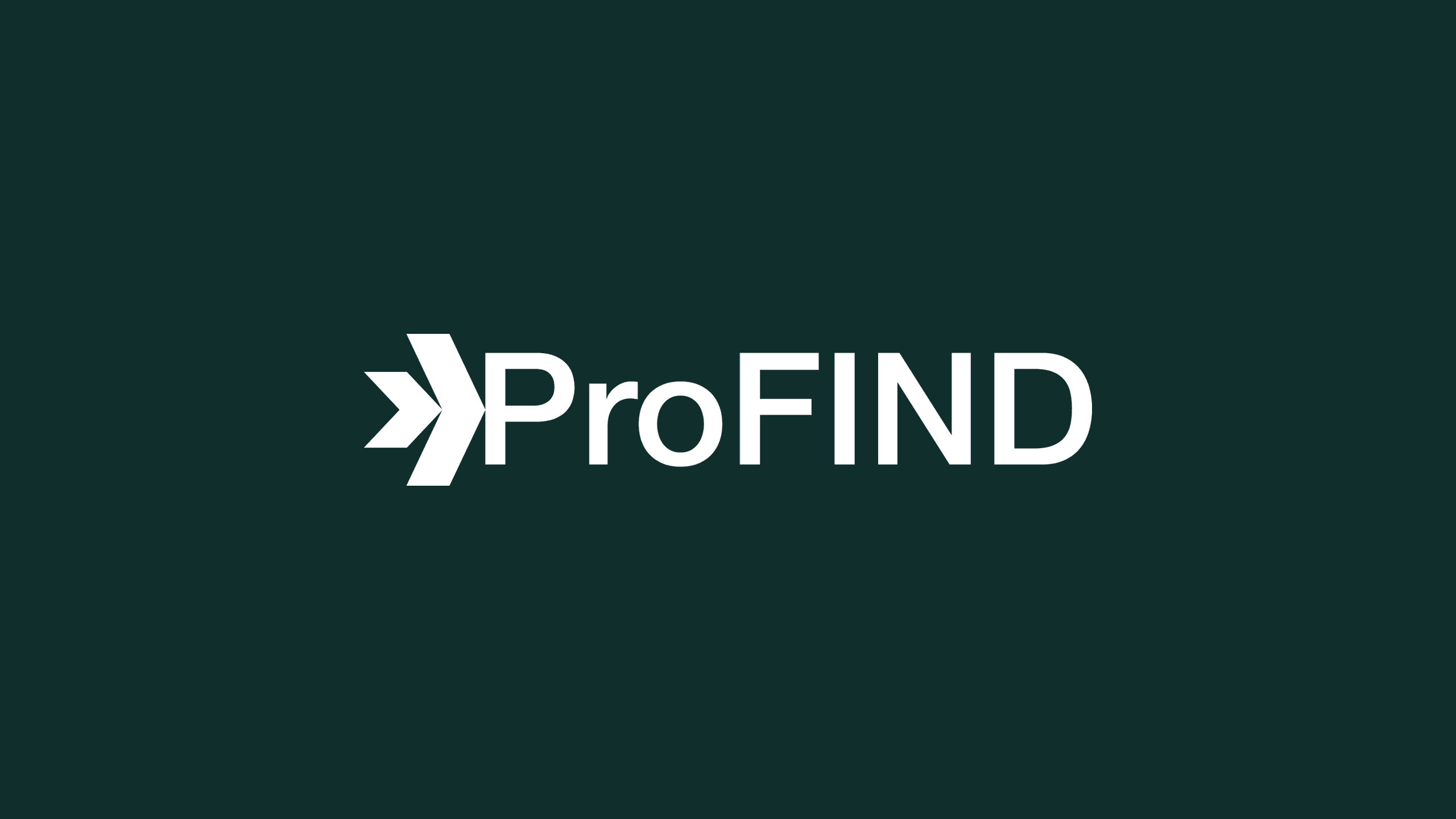 White ProFind logo centered on a dark ProFind green background